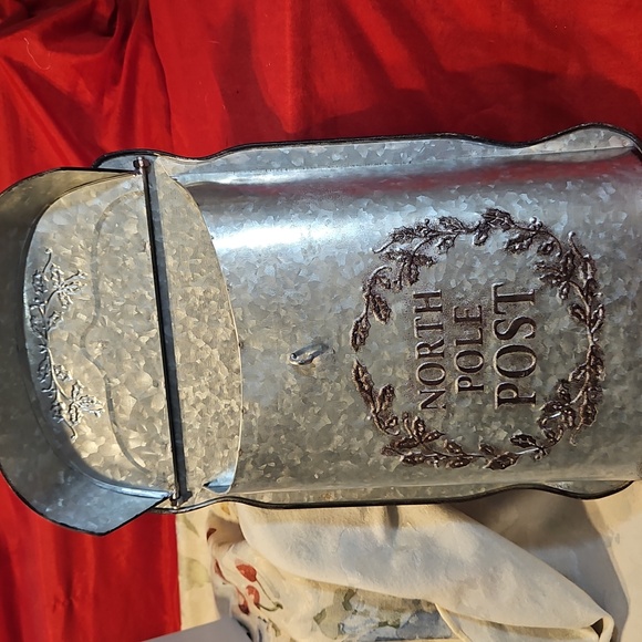 North Pole Post Tin MailBox - Silver - Christmas - 15.5" T x 10.5"W x 3"D - Picture 2 of 6